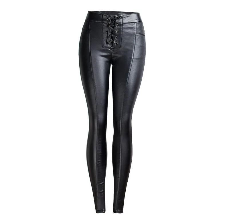 Hot style band PU trousers for women with velour luster trousers for women autumnwinter amazon pencil pants black leg pants (6)