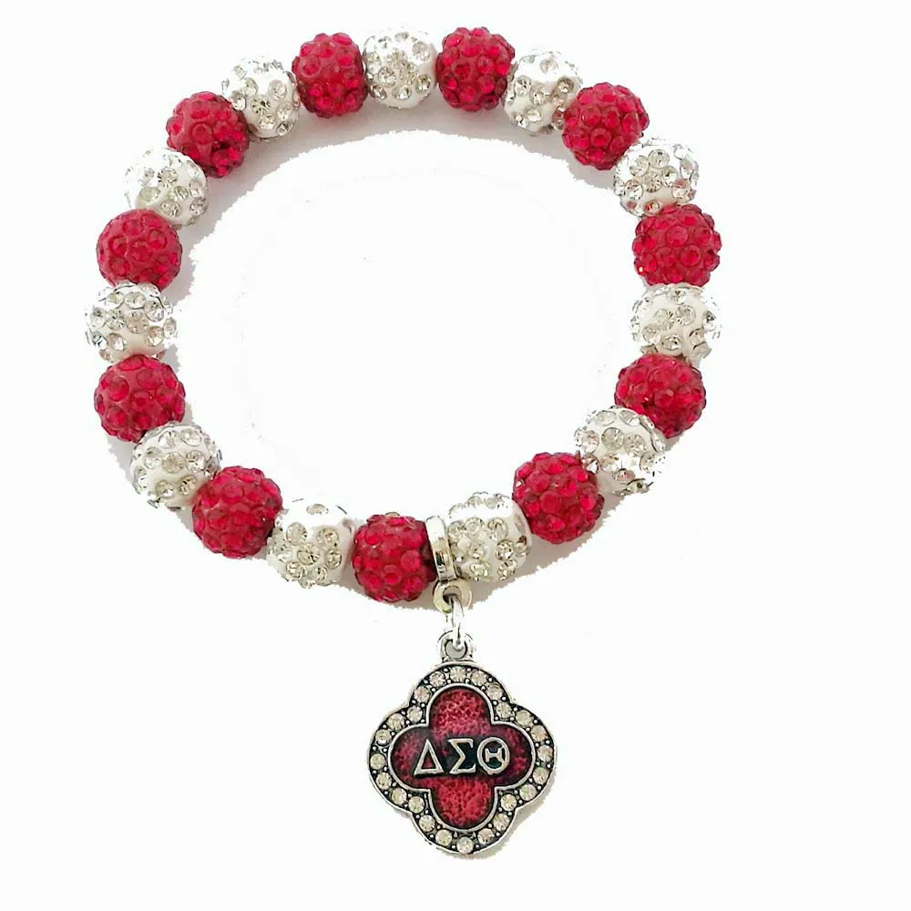 

Clay Disco Pave Ball Beads Delta Sigma Theta Flower shape crest shield Lady elephant DIY charm stretch bracelet Jewelry