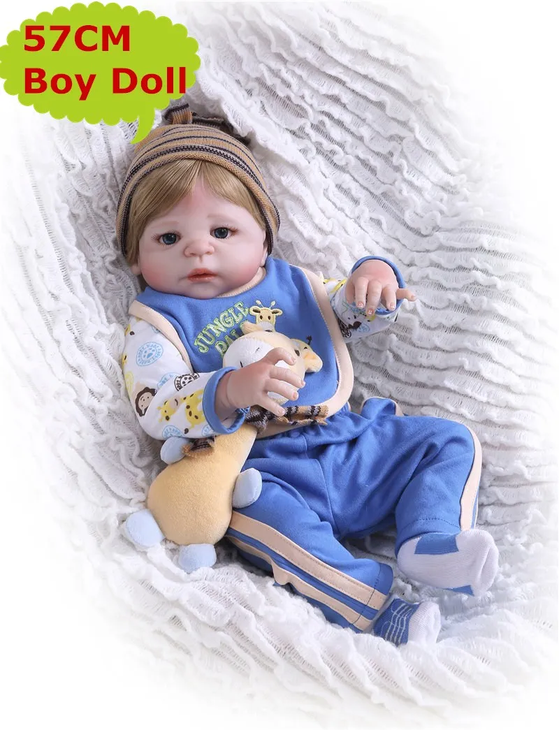 

NPK 22inches 57CM silicone reborn baby doll Bonecas Baby Reborn realistic magnetic pacifier bebe doll reborn for girl Gifts toys
