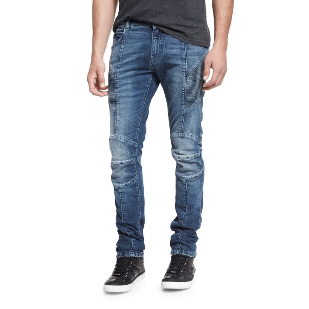 Fashion Men Jeans New Arrival Slim Fit Rib Design Jeans For Men Good Quality Brand Blue Stone Wash Hiphop Straight Punk Pants (3)
