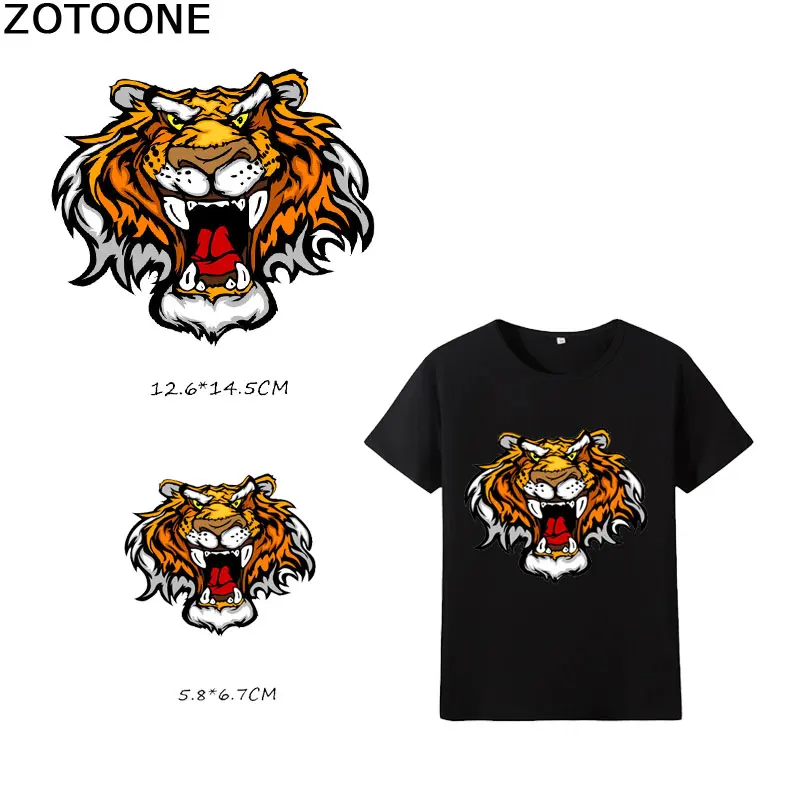 

ZOTOONE Patches Heat Transfers for Clothes Animal Tiger Applique Clothes Iron on Transfer Stickers Heat Press Appliqued DIY E