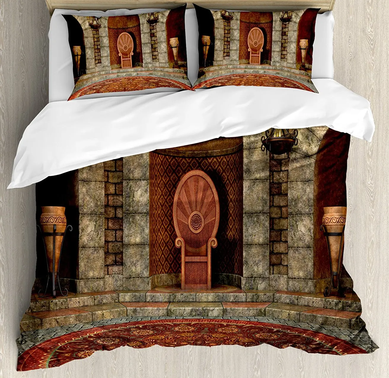 Us 119 38 5 Off Gothic Duvet Cover Set Throne Of King In Vintage Style Palace Chandelier Medieval Architecture Theme 4 Piece Bedding Set In Bedding