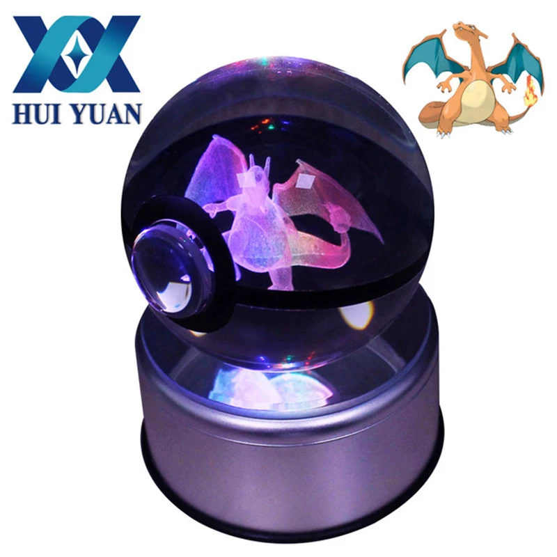 

Charizard 8CM 3D Laser Go Crystal Ball Mew LED Night Light Magic Ball for Children Christmas Gifts by HUI YUAN