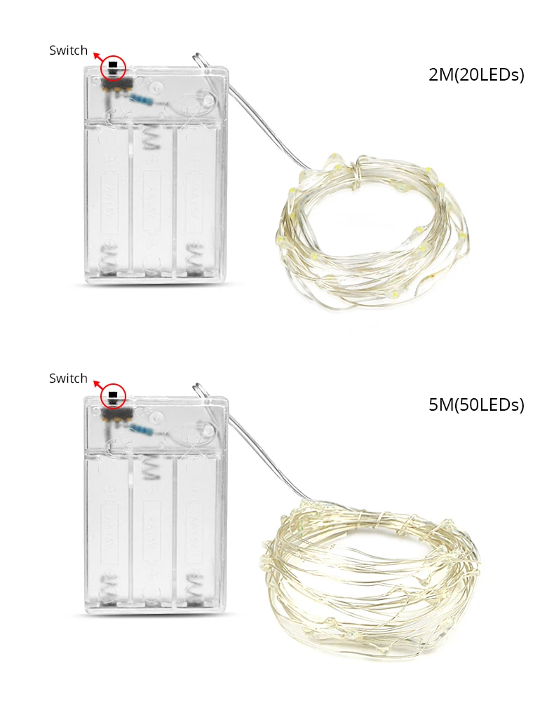 USB Батарея Мощность светодиодный струнные лампы 2 м/5 м/10 м Медный провод Фея светильник сада гирлянды на свадьбу, Рождество для отдыха и вечеринок для художественного оформления ногтей, ручная работа