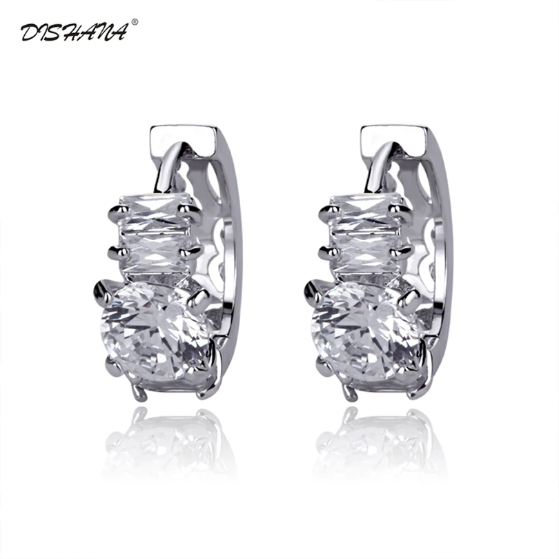

Fine Charming Jewelry Round Earring for Women AAA+ Cubic Zirconia Hoop Earrings Elegant White Stone jewelry(E0237)