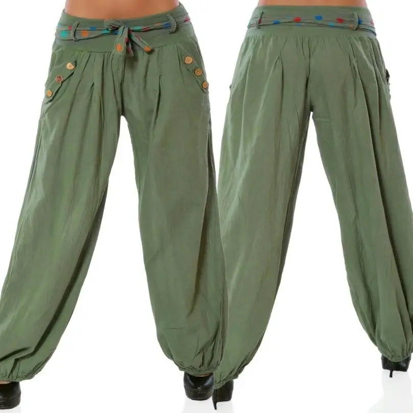 

MIARHB Summer NEW Fashion Ladies Women Solid Low Waist Boho Check Pants Baggy Wide Leg Casual Capris Wholesale Freeship N4