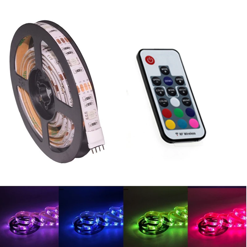 DC5V USB Светодиодная лента Гибкая RGB SMD 5050 ТВ Задняя лампа с ключом RF контроллер IP20 IP65 Водонепроницаемый 50 см/1 м/2 м набор