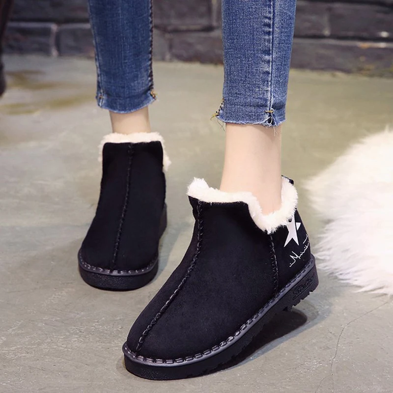 

Waterproof Women Winter Shoes Unisex Snow Boots Warm Fur Inside Antiskid Bottom Keep Warm Mother Casual Boots Size35-40 Flat