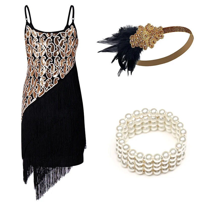 

1920s Flapper Dress Great Gatsby Party Evening Sequins Fringed Dresses Gown