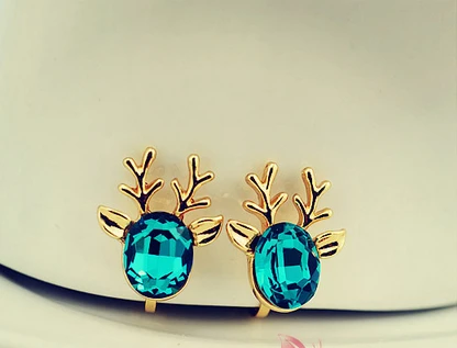 

Christmas deer ear clips fashion no pierced ear clip U-type earring crystal charming earrings LM-C252 free shipping