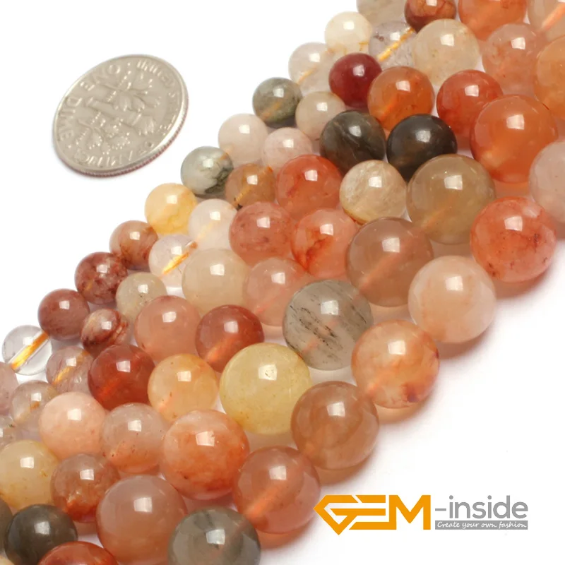 

6MM 8MM 10mm Round Mixed Rutilated Quartzs Jewelry Beads Natural Stone Bead For Bracelet & Necklace Making Strand15" Wholesale !