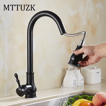 

MTTUZK Free Shipping Wholesale And Retail Promotion NEW Pull Out oil bubbed Pull Out Kitchen Faucet Sink Mixer Tap Swivel Spout