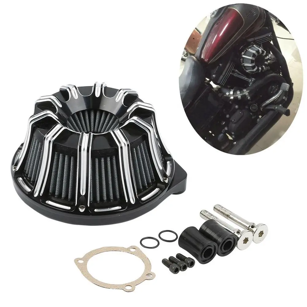 

Motorcycle Inverted Air Cleaner Filter Kit For Harley Touring FLTR Softail FLS Dyna FXDF Street Bob FXDB 2007-2017 16