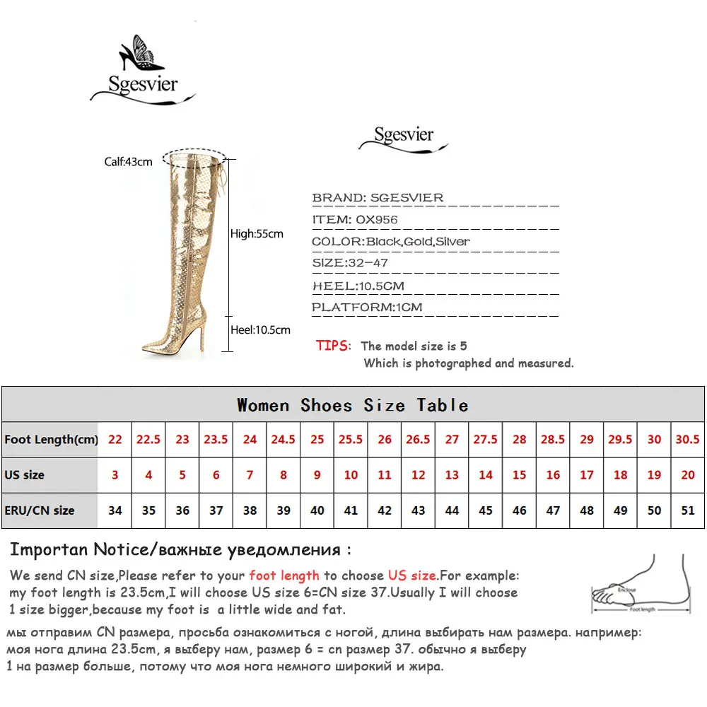 Sgesvier/осенне-зимние сапоги выше колена из блестящей ткани с блестками и острым носком женская обувь серебристого и золотого цвета высокие сапоги на молнии OX956
