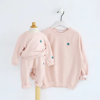 

2017 Korean Mum and Daughter Clothes Mommy and Me Baby and Mother Daughter Autumn Clothes Clothing Family Matching Clothes Pink