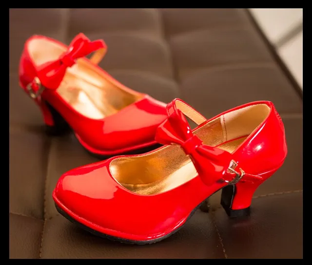 Fashion Patent Sandals High Heels Children Princess Shoes Fashion Patent Sandals High Heels Children Princess Shoes