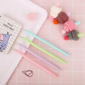

24 pcs/Lot Stocking hat gel pen 0.5mm roller ball pen Black color pens gift Stationery Office School supplies papelaria F886