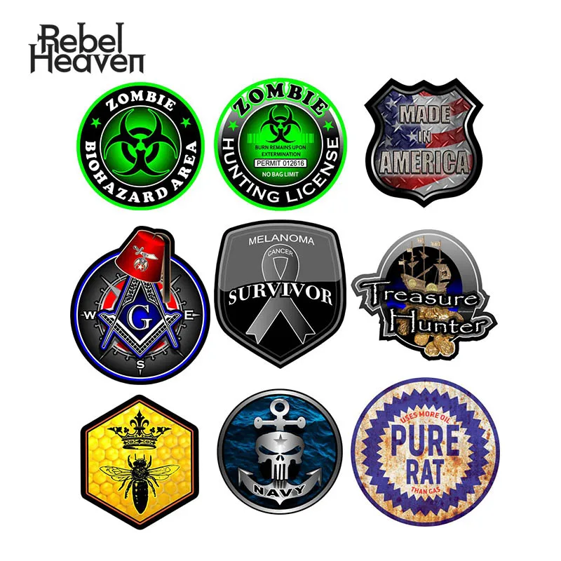 Rebel Heaven забавные наклейки для автомобиля зомби био опасность Череп пчела Охотник