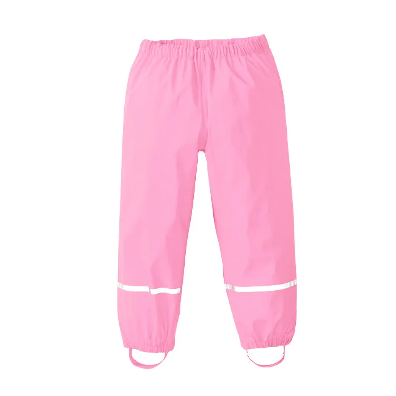 Детские непромокаемые штаны из искусственной кожи; весенние тонкие непромокаемые штаны для маленьких девочек и мальчиков; непромокаемые дышащие брюки для детского сада - Цвет: Розовый