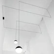 Post-modern DIY Geometric Lines String Light Led Pendant Light For Living Room Dining Room Bedroom 1/2 Heads 1468