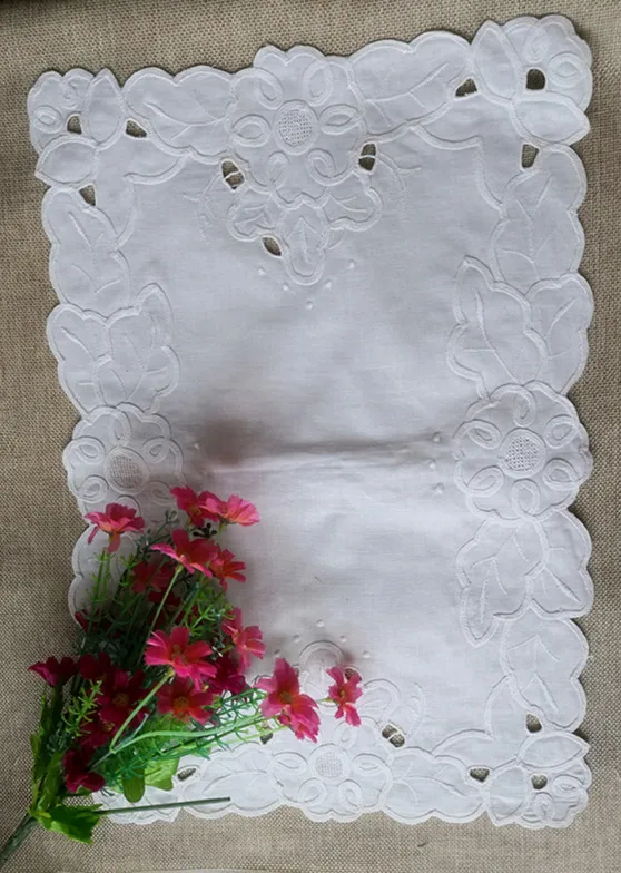 Wholesale lot White Embroidered Napkin Set With Hand Crochet frill 28*40 | Дом и сад