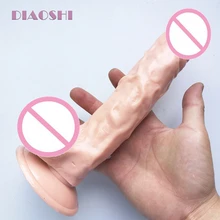 Diaoshi 235x45mm Realistic dildos Textured testis Flexible penis Big cock G-spot Sex Toy For Women Optional vibration