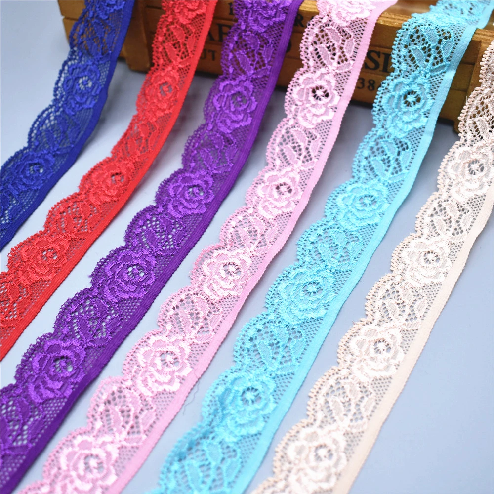 

2018 New high quality stretch elastic lace ribbon Tape 25mm wide Trims lace trimmings For Sewing decoration african lace fabric