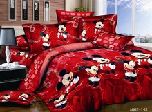 100% Coton linge de lit 3d mickey mouse ensembles de literie minnie enfants housse de couette roi/reine/twin 3 PCS couvre-lit Rouge heureux literie
