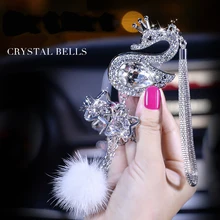 Украшение автомобиля кулон модный Кристалл Алмаз меховой шар Декор для автомобильного зеркала заднего вида подвесные украшения аксессуары