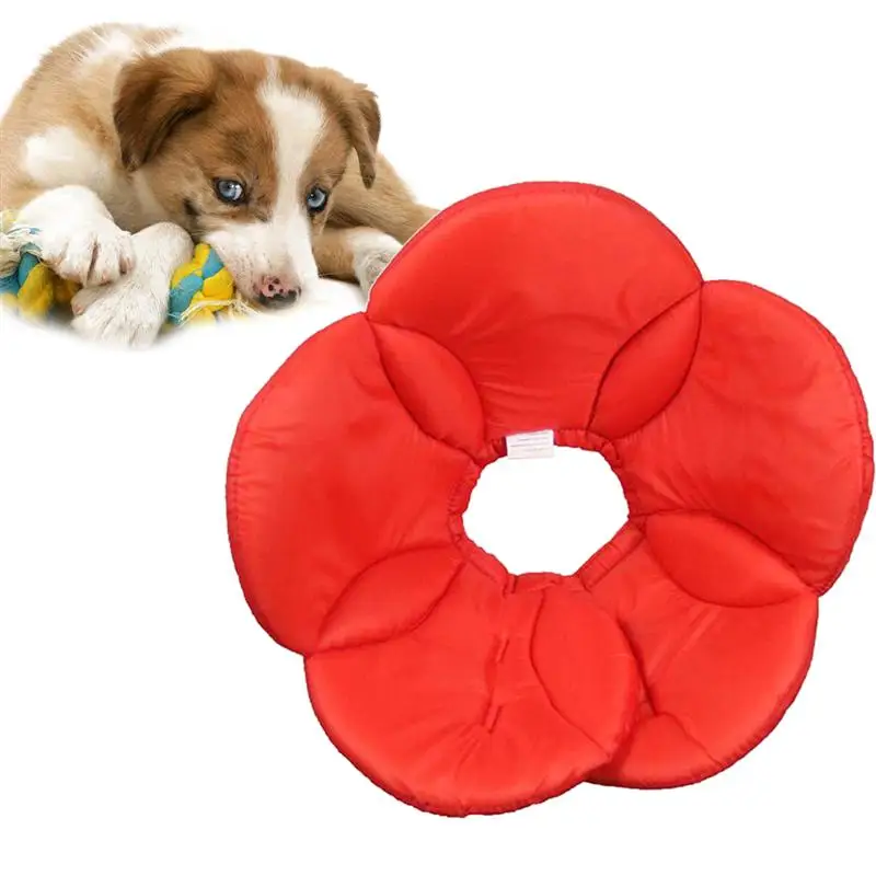 Защитная крышка губка из полиэстера цветок ошейник для собаки анти-укуса и ломается свободный воротник красный