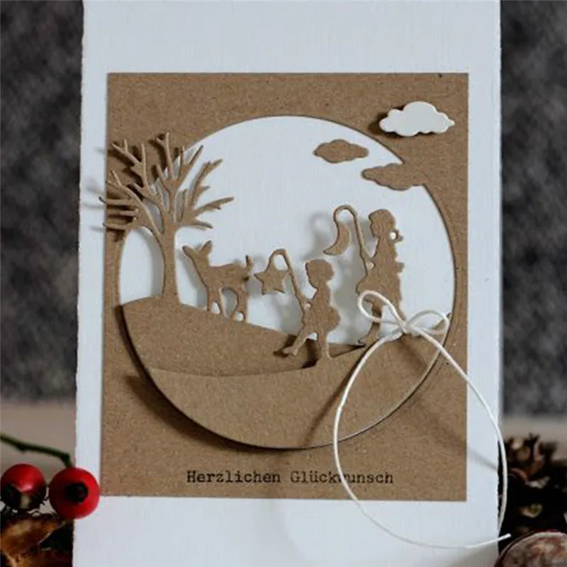 

Naifumodo 1 Pcs/lot Metal Cutting Dies Scrapbooking For Card Making DIY Embossing Cuts New Craft Dies Child With Lantern