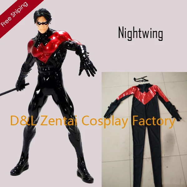 Free Shipping DHL Adult DC Comics Black And Red Nightwing Superhero Costume Halloween Party Costume
