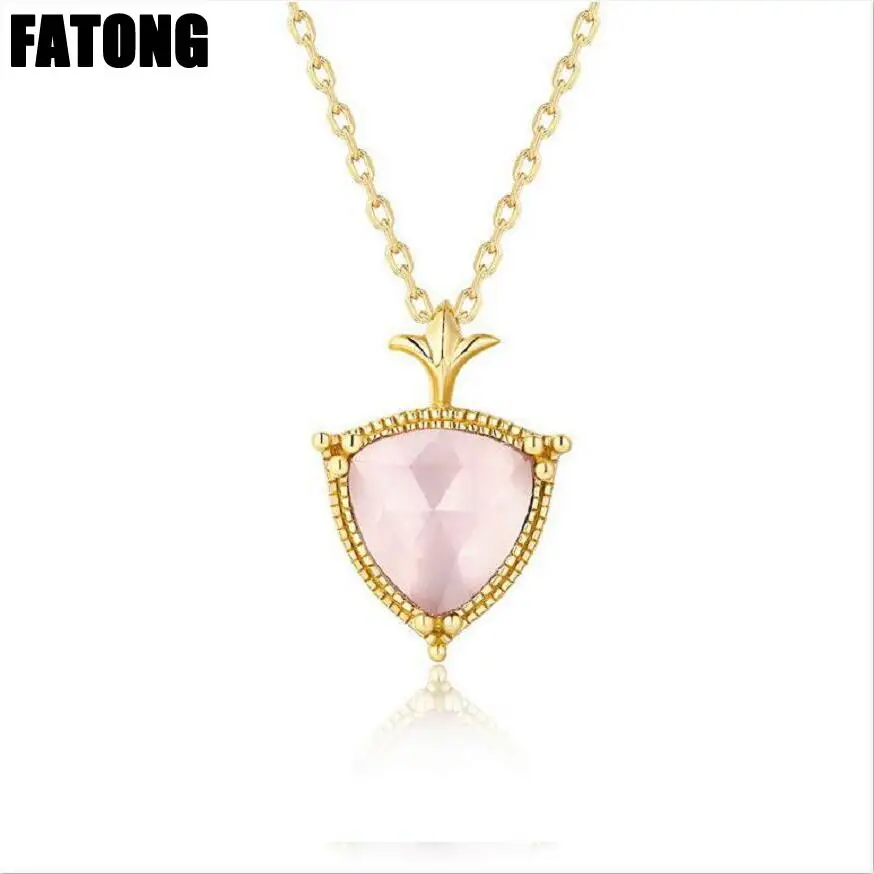 

925 sterling silver hibiscus stone topaz garnet necklace female girlfriend girlfriends gift J0232
