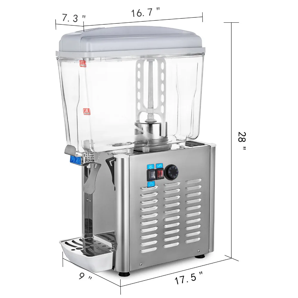 Большие частицы из нержавеющей стали коммерческий 18L 4.75Gal горячий/холодный напиток соковыжималка для молока