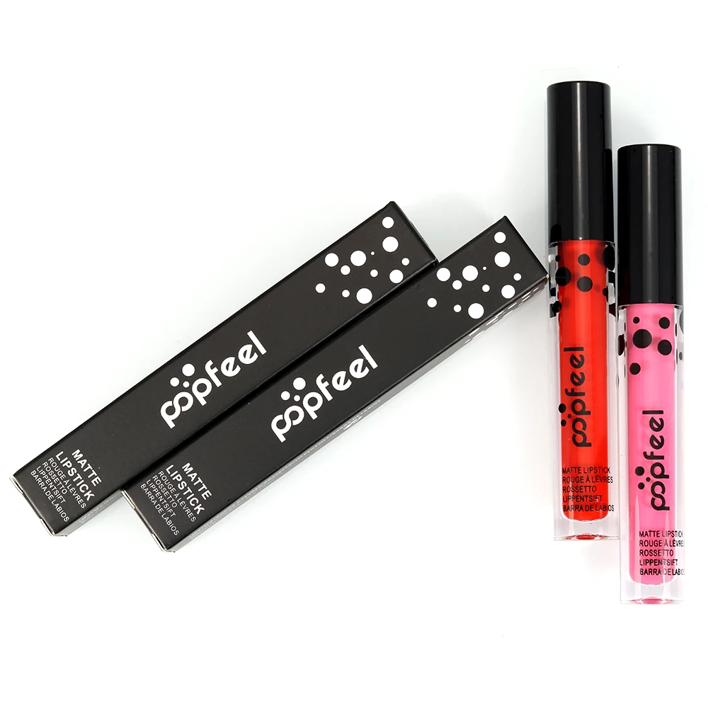 Popfeel бренд Макияж Блеск для губ Matte Lip stick Водонепроницаемый Долгое Ню бархат жидкость для губ Губная помада матовая batom