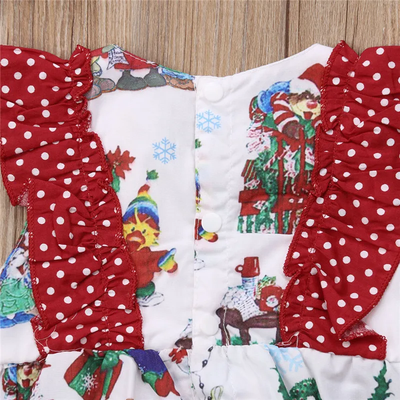 Одежда на Рождество для новорожденных; детская одежда для девочки; костюм с рисунком; наряд с оборками; Рождественский Костюм