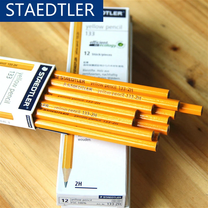 Германия STAEDTLER 133 # шестигранный желтый стандартный карандаш 2H/HB/2B 12 шт./корд.