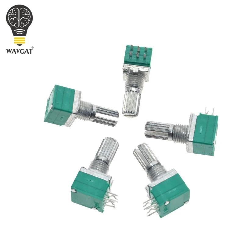10PCS B10K RK097G Audio Amplifier Sealed Dual Potentiometer 15mm Shaft 6pins WAVGAT | Электронные компоненты и