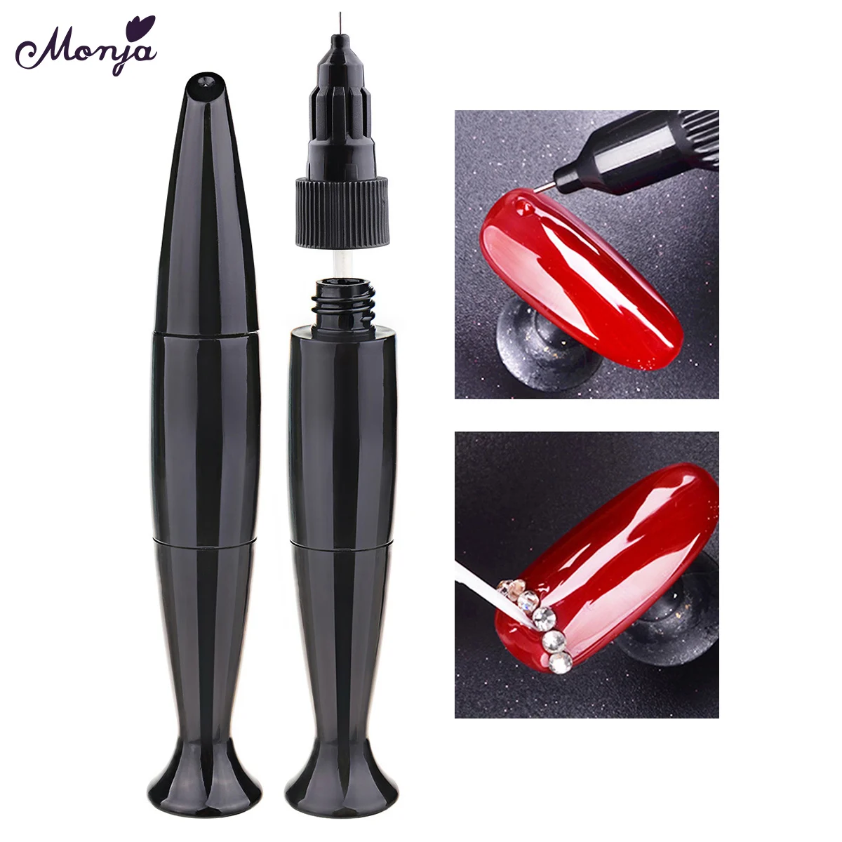 

Monja 10ml Nail Art Point Drill Gel Acrylic Rhinestones Sticker Transfer Clear Crystal Glue DIY Decoration Tool