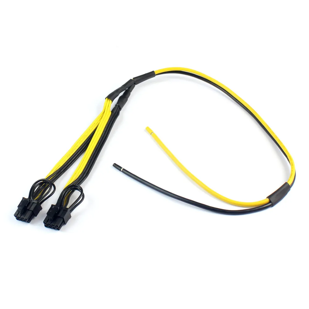 

Dual PCIe PCI-E Graphics Video Card 8pin 6+2pin DIY Splitter Power Cable Cord for Bitcoin Litecoin RIG Miner 12AWG+18AWG F21510
