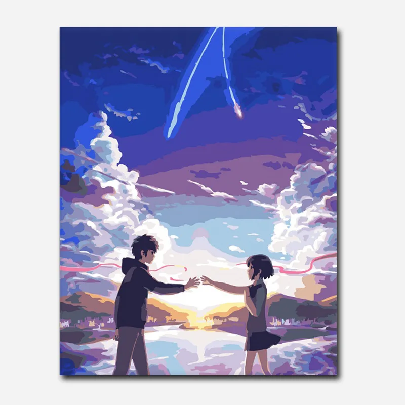 

Hand Painted On Canvas Oil Painting Coloring By Numbers Movies Japan Cartoon Anime Film Acrylic Paint Color Module Picture Arts