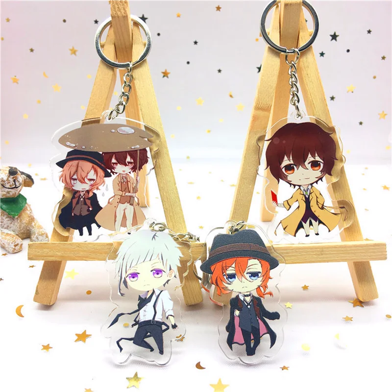 

Anime Stray Dogs keychain Nakahara Chuuya Nakajima Atsushi cute fun cartoon acrylic key chain Pendant jewelry gift personalized