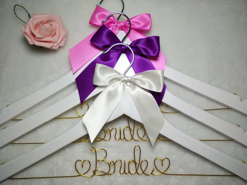 

Free shipping 3 Personalized Wedding Hanger, bridesmaid gifts, name hanger, brides hanger bride gift Wire name hanger