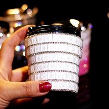 Креативная автомобильная пепельница с алмазным украшением, портативная автомобильная пепельница без дыма, автомобильная пепельница, цилиндрический подстаканник со светодиодной лампой QP085