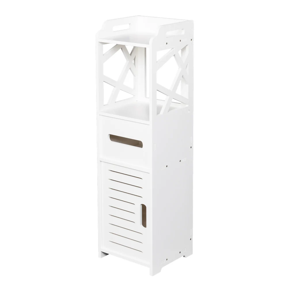 

3-tier Bathroom Storage Cabinet with 2 Doors 23*23*80CM White-US Stock