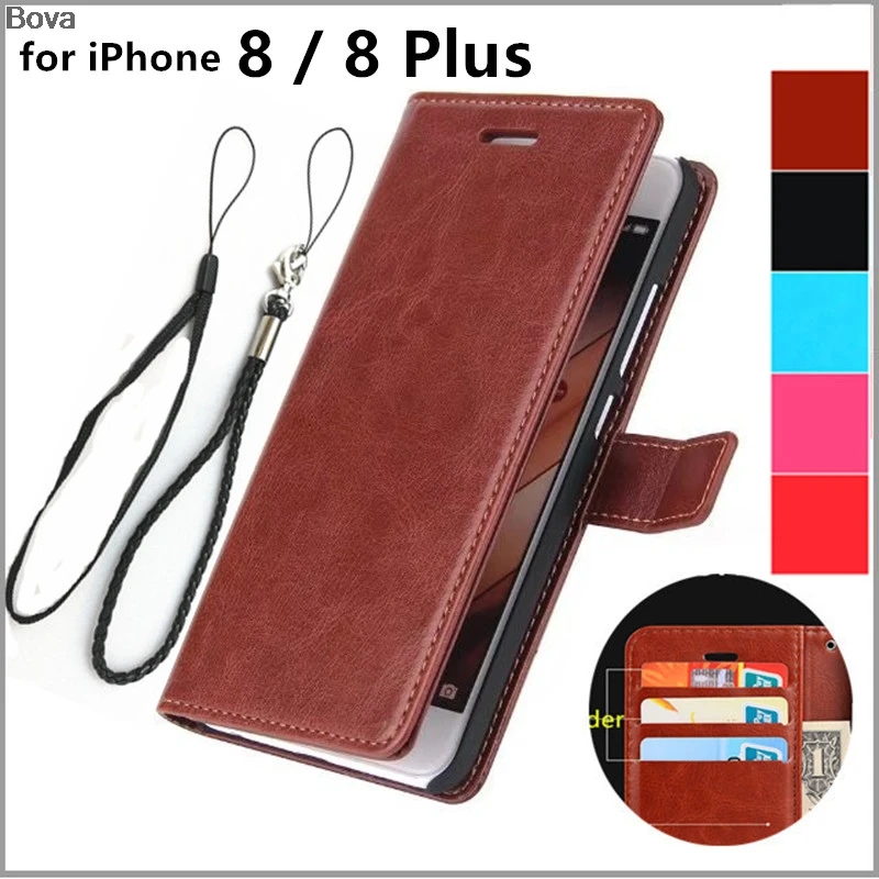 

Premium Pu Leather Cover Card Holder Holster Flip Case For iPhone 8 Plus Fashion Phone Shell Bags for iPhone 8