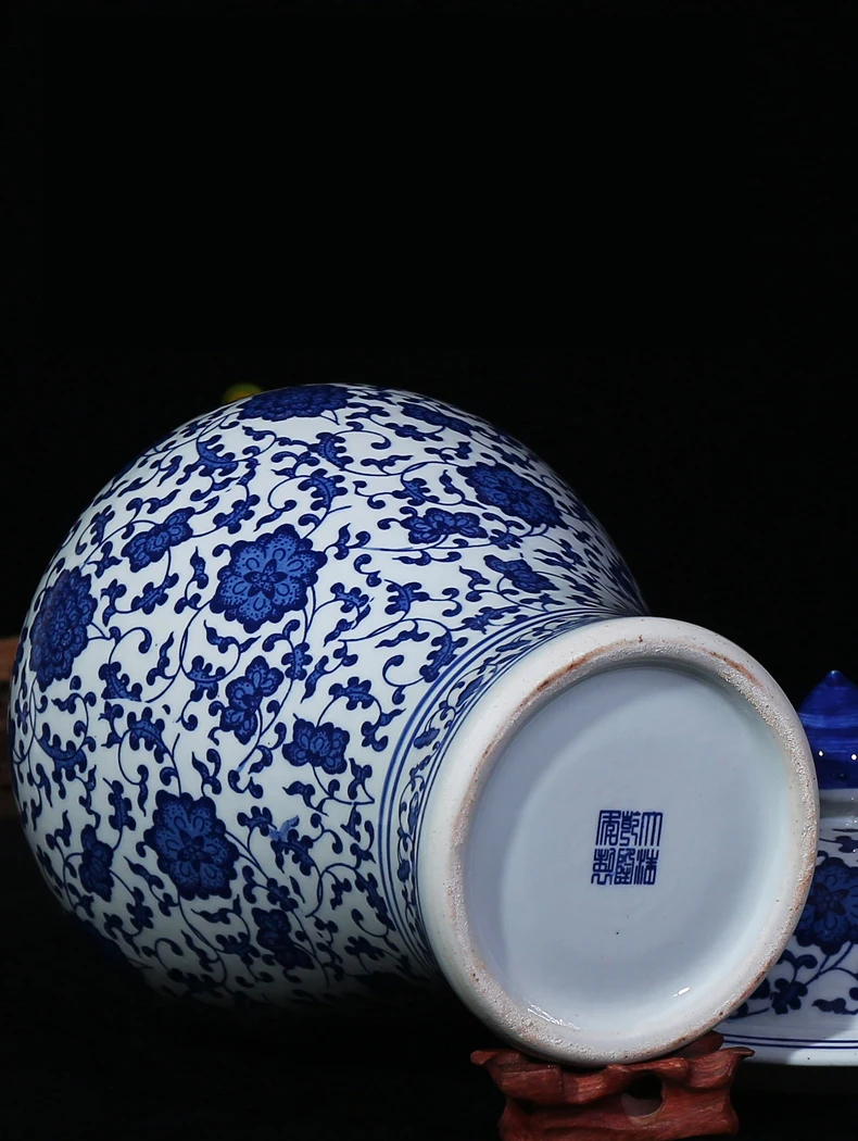 Китайский стиль антикварная Имбирная керамическая банка имбирь домашний офис Декор синяя и белая фарфоровая ваза