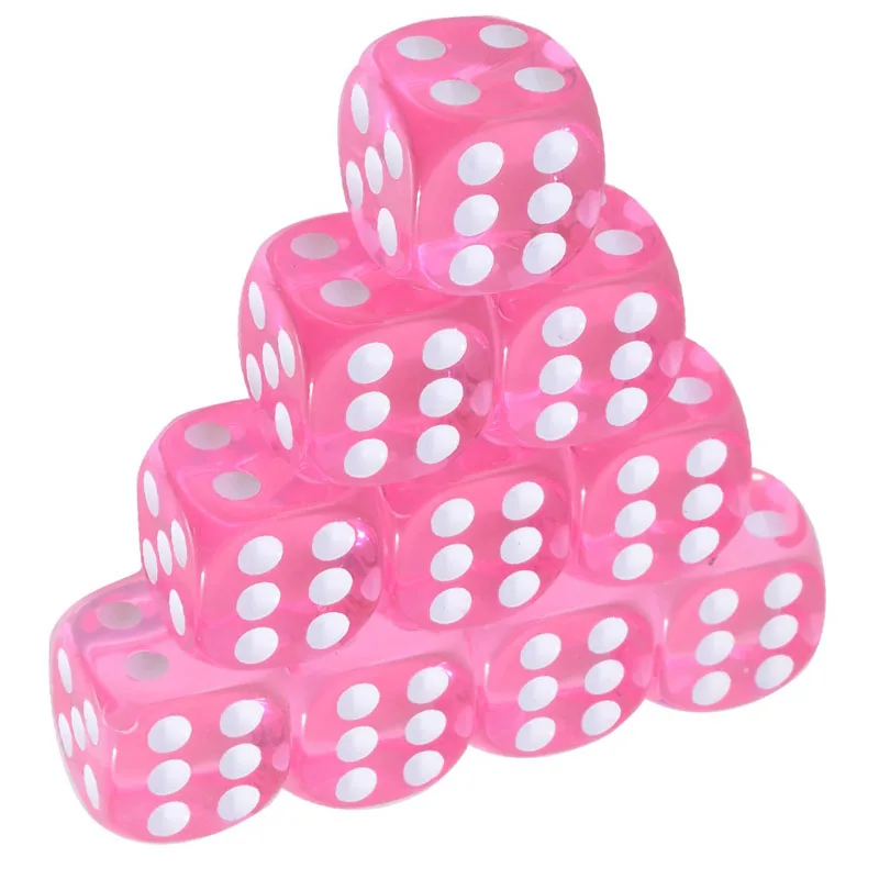 

Mayitr 10pcs 16mm Acrylic Transparent Round Corner Dice Portable Table Games Party Tool Poker Party Family Board Gaming