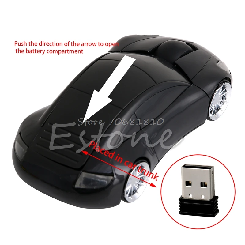 2 4 ГГц 3D оптическая беспроводная мышь мыши в форме автомобиля приемник USB для ПК