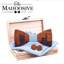 Mahousive Франция Марсель Skyline деревянный галстук-бабочка Галстуки бабочка галстук-бабочка Skyline галстуки для мужчин Запонки носовой платок футбол